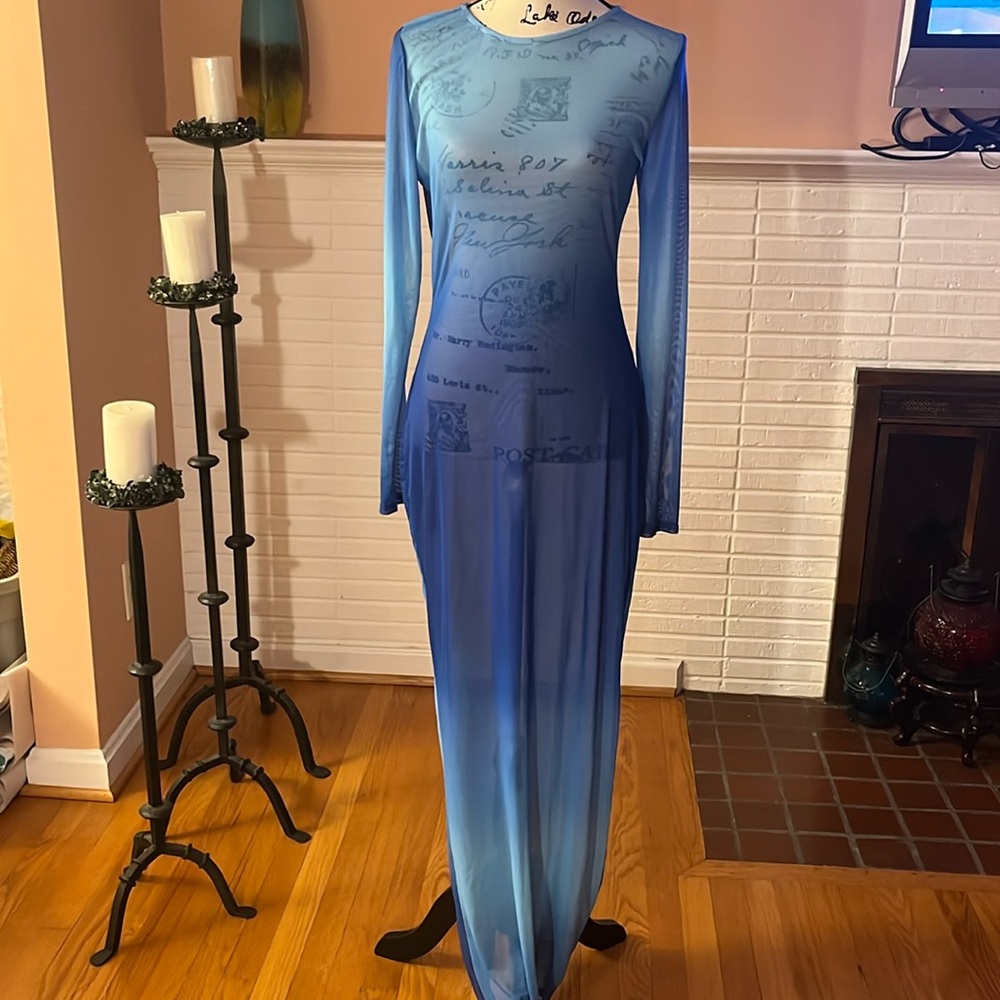 🌺Final Price🌺Fashion Nova Blue Ombre L/S Sheer Cover-up